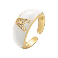 Cubic Zirconia Micro Pave Brass Ring gold color plated Adjustable & micro pave cubic zirconia & for woman & enamel 22mm Sold By PC