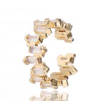 Кубический циркон микро проложить кольцо-латунь, Латунь, Нерегулярные, плакирован золотом, Регулируемый & инкрустированное микро кубического циркония & Женский, Много цветов для выбора, 22.50mm, продается PC