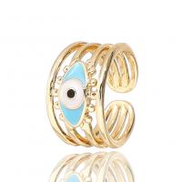 Cubic Zirconia Micro Pave Brass Ring, gold color plated, Adjustable & multilayer & for woman & enamel, 21mm, Sold By PC