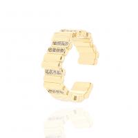 Кубический циркон микро проложить кольцо-латунь, Латунь, плакирован золотом, Регулируемый & разные стили для выбора & инкрустированное микро кубического циркония & Женский, 21mm, продается PC