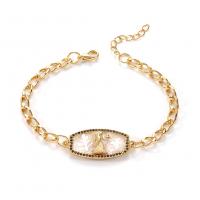 Cubic Zirconia Micro Pave Brass Bracelet gold color plated & micro pave cubic zirconia & for woman & enamel 200mm Sold By PC