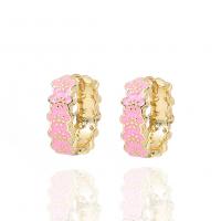 Brass Huggie Hoop Earring, gold color plated, for woman & enamel, more colors for choice, 19.50x6.50mm, Sold By Pair