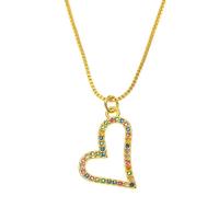 Cubic Zircon Micro Pave Brass Necklace Heart gold color plated & micro pave cubic zirconia & for woman gold Length Approx 17.7 Inch Sold By PC