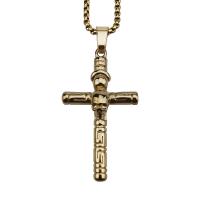 Titanium Steel Pendants Cross gold color plated fashion jewelry & Unisex gold 59mm Sold By PC