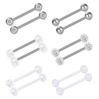Stainless Steel Tongue Ring, 316L Stainless Steel, plated, Unisex & different styles for choice & with rhinestone, 1.6x16mm, 6mm, Sold By Set