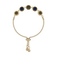 Zinc Alloy Bracelet Flower gold color plated adjustable & for woman & with rhinestone nickel lead & cadmium free Length Approx 6-9 Inch Sold By PC