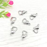 Stainless Steel Lobster Claw Clasp, 304 Stainless Steel, Heart, DIY, original color, 5x15mm, Sold By PC