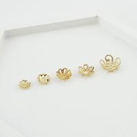 Messing Perlenkappe, Blume, 14 K vergoldet, DIY & verschiedene Größen vorhanden, frei von Nickel, Blei & Kadmium, verkauft von PC