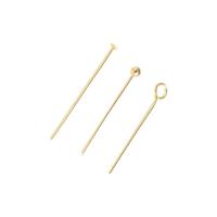 Brass Headpin, 14K gold plated, DIY & different styles for choice, nickel, lead & cadmium free, 0.50x20mm, 50PCs/Bag, Sold By Bag
