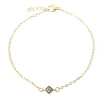 Bracelet cubique en laiton zircon pavent, Placage de couleur d'or, pavé de micro zircon & pour femme, Longueur:Environ 8.7 pouce, Vendu par PC