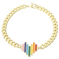 Brass Bracelet & Bangle, gold color plated, for woman & enamel, multi-colored, Length:Approx 7.3 Inch, Sold By PC