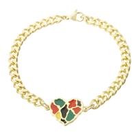Bracelets en laiton, Placage de couleur d'or, pour femme & émail, multicolore, Longueur:Environ 7.8 pouce, Vendu par PC