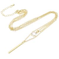 Cubic Zircon Micro Pave Brass Necklace gold color plated micro pave cubic zirconia & for woman Length Approx 18.5 Inch Sold By PC