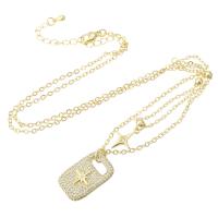 Cubic Zircon Micro Pave Brass Necklace, gold color plated, micro pave cubic zirconia & for woman, Length:Approx 19.7 Inch, Sold By PC