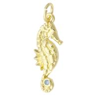 Cubic Zirconia Micro Pave Brass Pendant, Seahorse, gold color plated, micro pave cubic zirconia & for woman, 8x20x2mm, Hole:Approx 3mm, Sold By PC