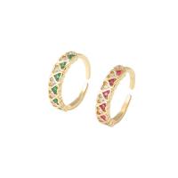 Messing Open -Finger-Ring, goldfarben plattiert, Modeschmuck & Micro pave Zirkonia & für Frau, keine, frei von Nickel, Blei & Kadmium, verkauft von PC