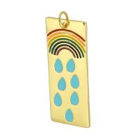Brass Jewelry Pendants, Rectangle, gold color plated, fashion jewelry & DIY & enamel, multi-colored, 13x33x2mm, Hole:Approx 4mm, 10PCs/Lot, Sold By Lot