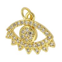 Cubic Zirconia Micro Pave Brass Pendant Evil Eye gold color plated fashion jewelry & DIY & micro pave cubic zirconia golden Approx 3mm Sold By Lot