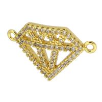 Cubic Zirconia Micro Pave Brass Connector Diamond Shape gold color plated fashion jewelry & DIY & micro pave cubic zirconia golden Approx 1mm Sold By Lot
