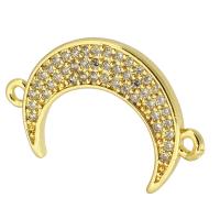 Cubic Zirconia Micro Pave Brass Connector, Moon, gold color plated, fashion jewelry & DIY & micro pave cubic zirconia, golden, 24x16x2mm, Hole:Approx 1mm, 10PCs/Lot, Sold By Lot