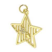 Cubic Zirconia Micro Pave Brass Pendant, Star, gold color plated, fashion jewelry & DIY & micro pave cubic zirconia, golden, 20x22x2mm, Hole:Approx 3mm, 10PCs/Lot, Sold By Lot