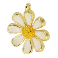 Brass Jewelry Pendants, Flower, gold color plated, fashion jewelry & DIY & enamel, two different colored, 20x23x4mm, Hole:Approx 2mm, 10PCs/Lot, Sold By Lot
