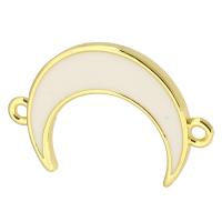 Brass Jewelry Connector, Moon, gold color plated, fashion jewelry & DIY & enamel, two different colored, 24x16x2mm, Hole:Approx 1mm, 10PCs/Lot, Sold By Lot