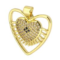 Cubic Zirconia Micro Pave Brass Pendant, Heart, gold color plated, fashion jewelry & DIY & micro pave cubic zirconia, golden, 21.50x21x3mm, Hole:Approx 3mm, 10PCs/Lot, Sold By Lot