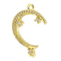 Cubic Zirconia Micro Pave Brass Connector, Moon, gold color plated, fashion jewelry & DIY & micro pave cubic zirconia, golden, 17x25x3mm, Hole:Approx 1mm, 10PCs/Lot, Sold By Lot