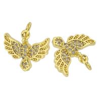 Cubic Zirconia Micro Pave Brass Pendant, Bird, gold color plated, fashion jewelry & DIY & micro pave cubic zirconia, golden, 15x12x3mm, Hole:Approx 3mm, 10PCs/Lot, Sold By Lot