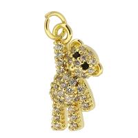 Cubic Zirconia Micro Pave Brass Pendant, Bear, gold color plated, fashion jewelry & DIY & micro pave cubic zirconia, golden, 9x18x4mm, Hole:Approx 3mm, 10PCs/Lot, Sold By Lot