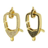 Brass Lobster Clasp, gold color plated, fashion jewelry & DIY & micro pave cubic zirconia, more colors for choice, 39mm, Hole:Approx 2.5mm, 5PCs/Lot, Sold By Lot