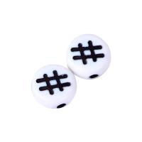 Acrylic Jewelry Beads, Flat Round, painted, DIY & chemical wash, white and black, 4x7mm, Sold By Bag