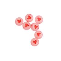 Acryl Schmuck Perlen, flache Runde, DIY & mit einem Muster von Herzen, Rosa, 4x7mm, ca. 3600PCs/Tasche, verkauft von Tasche