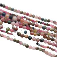 Turmalin Perle, rund, poliert, DIY & verschiedene Größen vorhanden & facettierte, gemischte Farben, verkauft per ca. 39 cm Strang