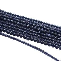 Blaue Goldstein Perlen, Blauer Sandstein, rund, poliert, DIY & verschiedene Größen vorhanden & facettierte, blau, verkauft per ca. 39 cm Strang