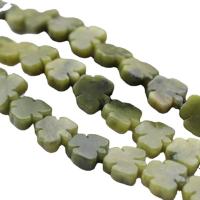 Jade du Sud goutte, Trois Clover Leaf, poli, DIY, vert, 12x14mm, Vendu par Environ 39 cm brin