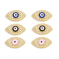 Evil Eye Ohrringe, Messing, blöser Blick, goldfarben plattiert, Micro pave Zirkonia & für Frau & Emaille, keine, frei von Nickel, Blei & Kadmium, 14x8mm, verkauft von Paar