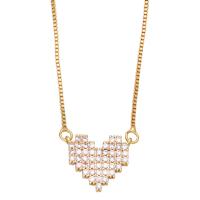 Cubic Zircon Micro Pave Brass Necklace, with 2 extender chain, Heart, plated, micro pave cubic zirconia & for woman, more colors for choice, nickel, lead & cadmium free, 15x16mm, Length:17.7 Inch, Sold By PC