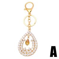 Bag Purse Charms Keyrings Keychains, Tibetan Style, with Crystal, Teardrop, gold color plated, Unisex & different styles for choice & with rhinestone, golden, nickel, lead & cadmium free, 65x39mm, Length:5.3 Inch, Sold By PC