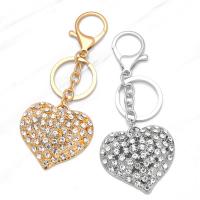 Bag Purse Charms Keyrings Keychains, Tibetan Style, Heart, plated, Unisex & with rhinestone, more colors for choice, nickel, lead & cadmium free, 44x47mm, Length:4.5 Inch, Sold By PC