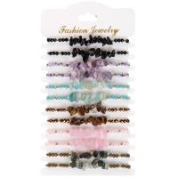 Gemstone Bracelet Set, with Polyester Cord & Crystal, 12 pieces & random style & adjustable, mixed colors, Length:6.7 Inch, 12PCs/Set, Sold By Set