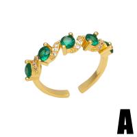 Cubic Zirconia Micro Pave Brass Ring gold color plated & micro pave cubic zirconia & for woman green nickel lead & cadmium free 5mm Sold By PC