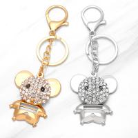 Bag Purse Charms Keyrings Keychains Zinc Alloy Mouse plated Unisex & with rhinestone nickel lead & cadmium free Length 5 Inch Sold By PC