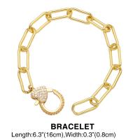 Cubic Zirconia Micro Pave Brass Bracelet gold color plated & micro pave cubic zirconia & for woman golden nickel lead & cadmium free Length 6.3 Inch Sold By PC