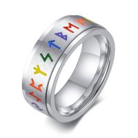 Палец кольцо из нержавеющей стали, Нержавеющая сталь 304, ювелирные изделия моды & разный размер для выбора & Мужский, оригинальный цвет, 8mm, продается PC