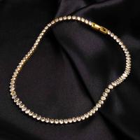 Nerezová ocel šperky náhrdelník, 304 Stainless Steel, různé styly pro výběr & micro vydláždit kubické zirkony & pro ženy, zlatý, 5mm, Délka Cca 6.3 inch, Cca 14.37 inch, Prodáno By PC