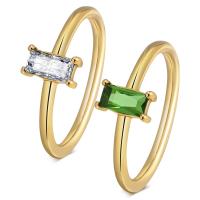 Edelstahl Ringe, 304 Edelstahl, verschiedene Größen vorhanden & Micro pave Zirkonia & für Frau, goldfarben, 4x7mm, verkauft von PC