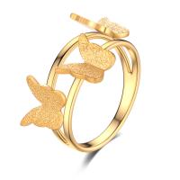 Stainless Steel Finger Ring 304 Stainless Steel Butterfly gold color plated fashion jewelry & for woman golden nickel lead & cadmium free Sold By PC