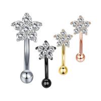Stainless Steel Ear Piercing Jewelry 304 Stainless Steel Plum Blossom Vacuum Ion Plating fashion jewelry & micro pave cubic zirconia Sold By PC